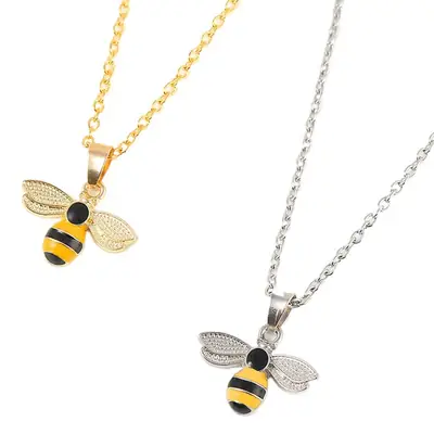 Women's Oil Dropping Bee Necklace Gold Silver Dual Style