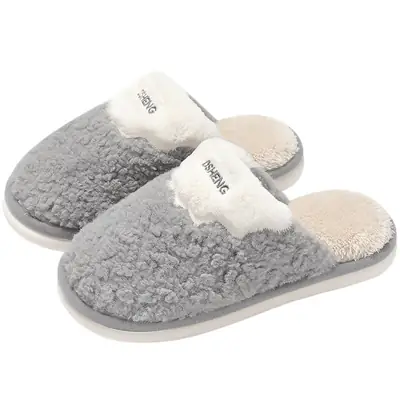 Winter Black Cotton Slippers for Men