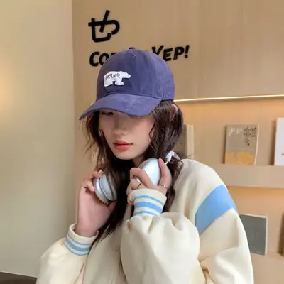 New Deepening Polar Bear 3D Patch Baseball Cap Female Brown