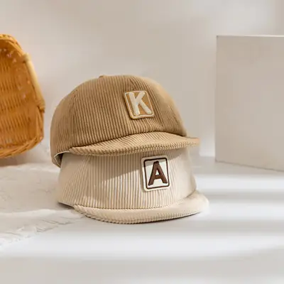 Brown Knitted Cap with Distinctive Letter Embroidery for Boys Girls