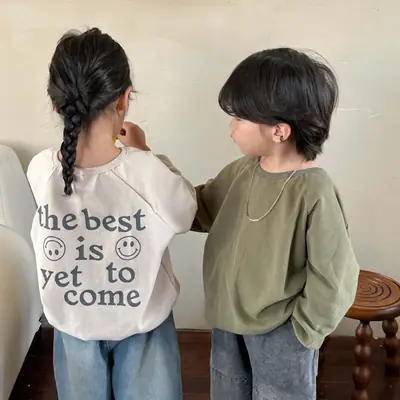 Girls Long Sleeve Sweatshirt Green Loose Fit 2026
