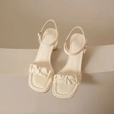 British Style Women's 2023 Summer Sandals with Thick Heel