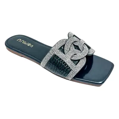 Rhinestone Cross Strap Flat Slippers for Women
