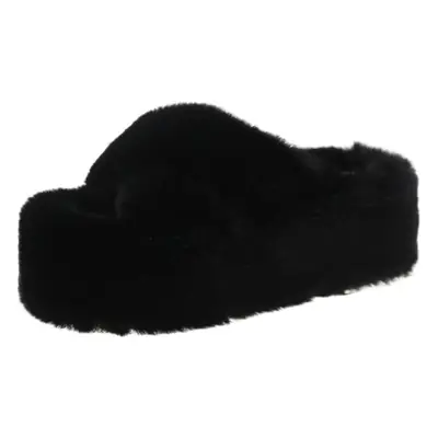 2023 Korean Style Fleece-lined Fashion Fluffy Slippers Women's Autumn and Winter New All-match Cross Thick Cotton Slippers Trendy