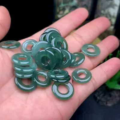 Natural Jade Donut Earrings Water Green 4 Seasons Jewelry
