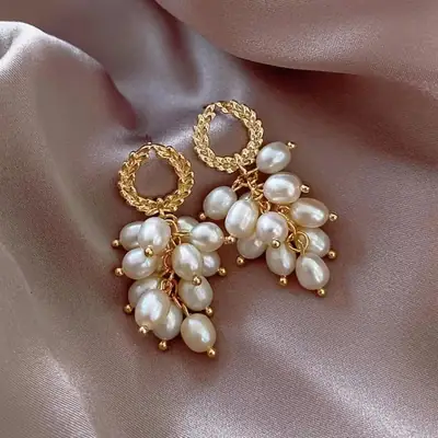 Natural Freshwater Baroque Pearl Earrings for Women