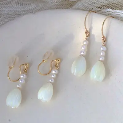 White Butterfly Pearl Earrings for Women