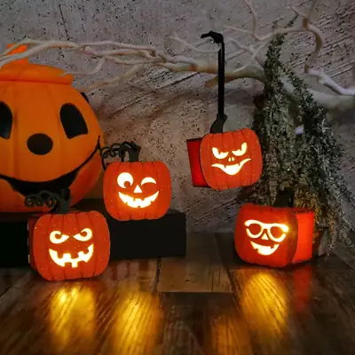 Halloween Pumpkin Lanterns Portable Night Lights for Kids