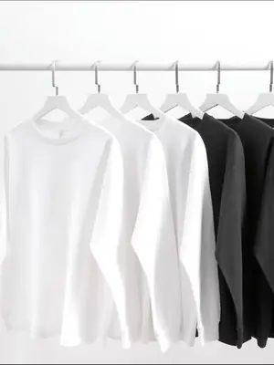 Black Cotton Long Sleeve T-Shirt 250g High Density Cotton