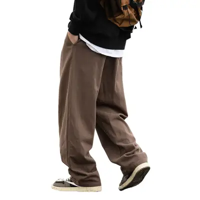 Pure Cotton Sand-Washed Straight Leg Drape Pants 2025