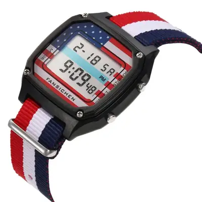 Digital Sports Watch for Men Women Red Blue Strap