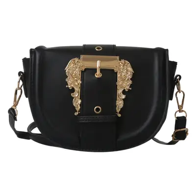 Pink Leather Shoulder Crossbody Bag with Gold Clasp