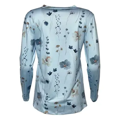 Light Blue Floral Long Sleeve T-Shirt for Women