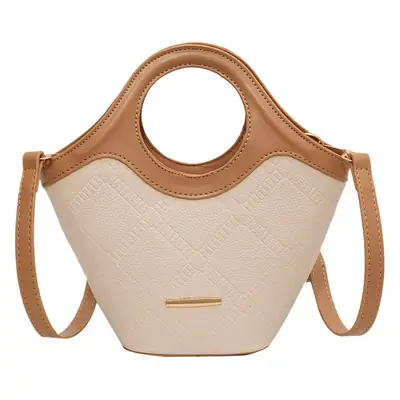 Trendy Women's Brown Croc Texture Shoulder Crossbody Bag