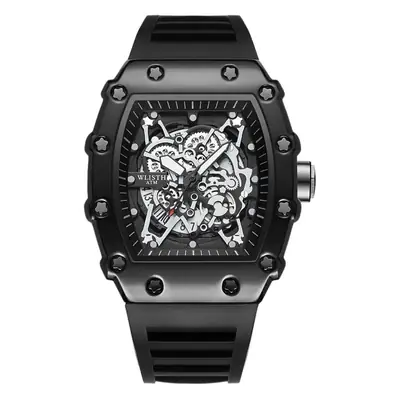 Men's Swiss Style Hollow Watch with Black Strap