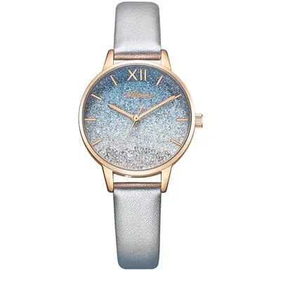 Women's Rose Gold Quartz Watch with Light Blue Dial