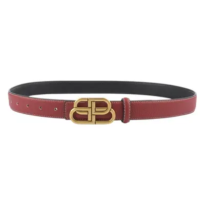 Women's Black Leather Belt with Gold Logo