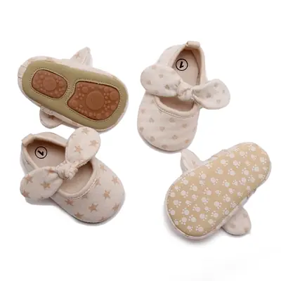 Factory Direct in stock wholesale color cotton love baby toddler shoes soft breathable bow baby shoes 0-2 years old