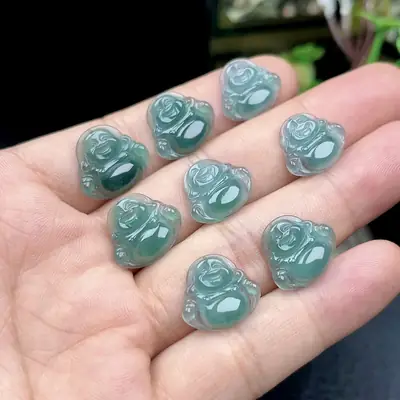 Blue Water Small Buddha Maitreya Jade Pendants