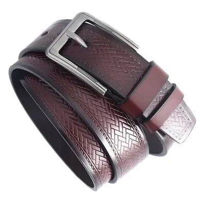 Men's Black Cowhide Belt with Alloy Buckle