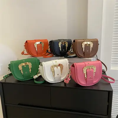 Black Korean Style Saddle Bag for Women