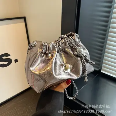 Silver Chain Shoulder Bag for Women 2026