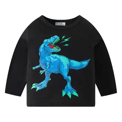 Be Top Kids Cotton T-Shirt Gray Dinosaur Print