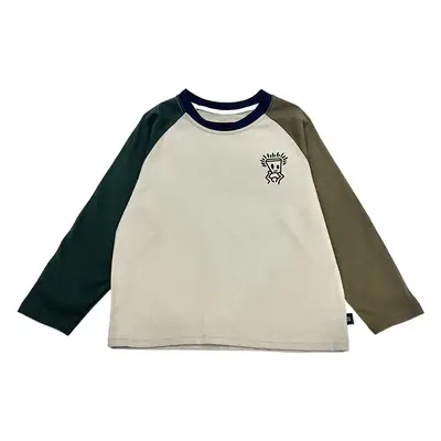 Kids Raglan Sleeve T-Shirt White Brown Black Letter Print