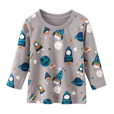Boys Long Sleeve Cartoon Printed T-Shirt Grey