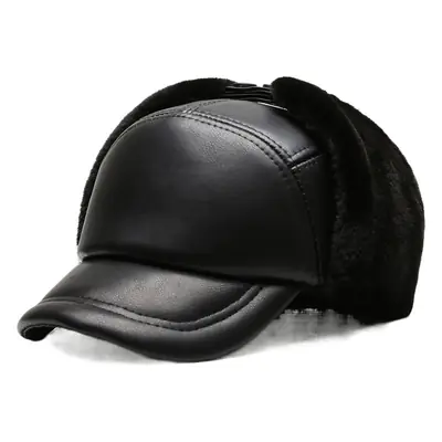 Winter Fleece Lined Black Cap for Men
