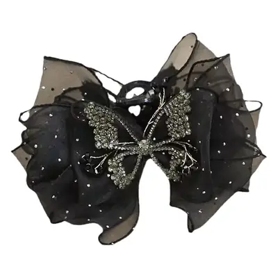 Black Rhinestone Bow Hair Clip for Women
