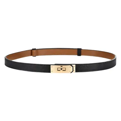Women Genuine Leather Belt with Gold Logo