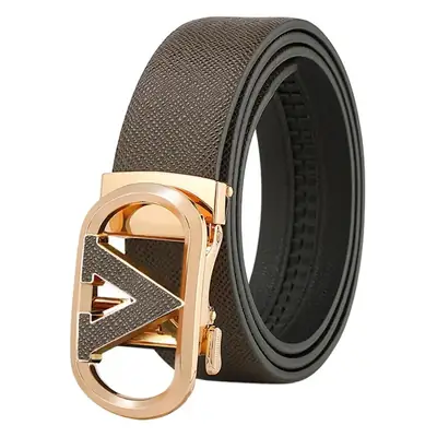 2023 Men's Genuine Leather Belt with Gold Buckle