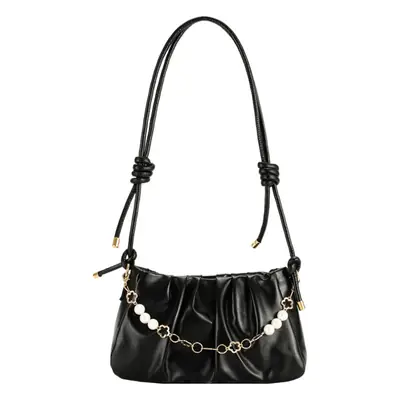Black Pleated Shoulder Bag for Women 2023