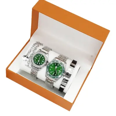 Couple Wrist Watches Green Green Quartz Bracelet Box