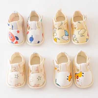 25 New Autum Baby Shoes Soft Sole Toddler Shoes Cartoon Strappy Shoes 6-12 Non-Slip Cloth Sole Cloth Front Shoes