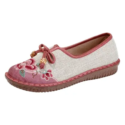 Retro Embroidered Flats for Women Old Beijing Cloth
