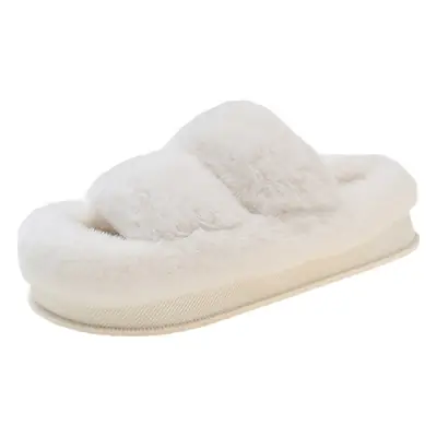Women Furry Slippers Thick Plush Non-Slip Winter Wear
