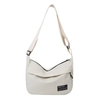 White One-Shoulder Nylon Handbag for Women
