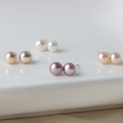 Natural Freshwater Pearl Beads Earrings Set