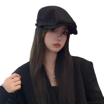 British Retro Forward Hat Sunshade Cap Big Head Showing Face Small Fashion All-match Hat Solid Color Trendy Cap