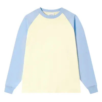 Men Cotton T-Shirt Light Blue Beige Sleeve Design
