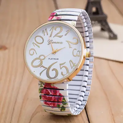 Cross-border Fashion Jewelry Watch with Printed Belt