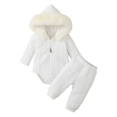 White Hooded Romper for Newborns Two-Piece Set