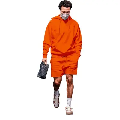 Men's Navy Hooded Sweatshirt & Shorts Set