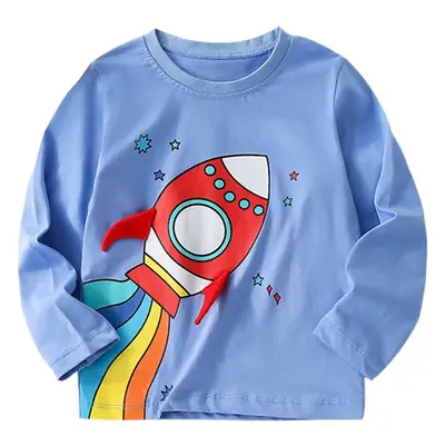 Malwee Boys T-Shirt Red Rocket Print Blue