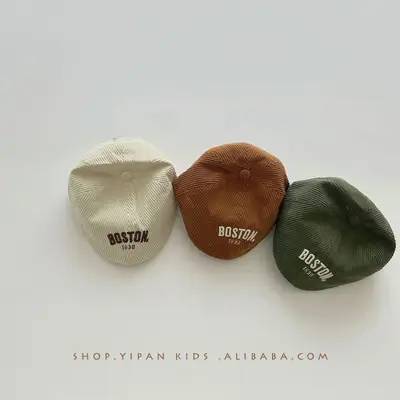 Boston Letter Wool Baby Cap Beige Winter