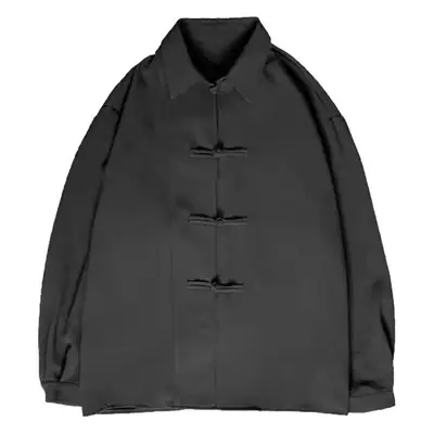 Men Chinese Tunic Jacket Black Long Sleeve National Style