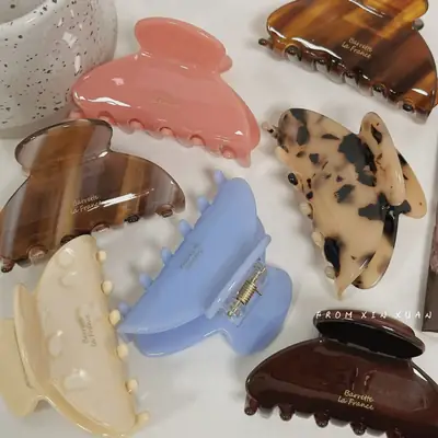 Korean Gold Label Hair Clip Medium Size Summer Versatile Candy Color Half-Tied Shark Clip