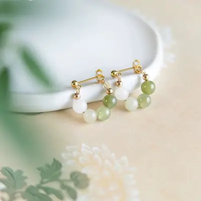 Green Jade Gradient Earrings for Women